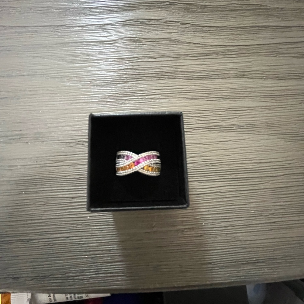 Multicolor gemstone silver 925 Women's Ring